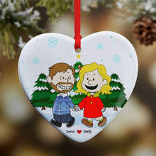 Load image into Gallery viewer, Kissing Couple Heart Ornament - Customizable Christmas Gift for Couples, Friends, and Family Ornament PopCulturePrints