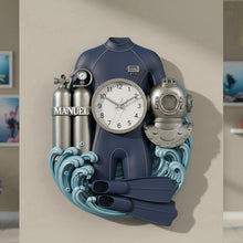 Load image into Gallery viewer, Dive Into Time: Personalized Scuba Diving Equipment Wall Clock - Perfect Gift for Scuba Diving Lovers Hanging Wall Clock PopCulturePrints
