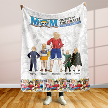 Load image into Gallery viewer, "You're Our Hero and Always Will Be" - Personalized Queen of the Pirates Blanket - Custom Gift for Mom, Grandma, and More Blanket PopCulturePrints