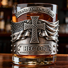 Load image into Gallery viewer, I Stand for Our Flag - Personalized Veteran 11oz Round Glass Glass PopCulturePrints