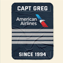 Load image into Gallery viewer, Custom Pilot Blanket with Rank & Airline Logo Blanket PopCulturePrints
