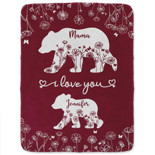 Load image into Gallery viewer, Mama Bear We Love You - Personalized Sherpa Blanket | Custom Gift for Mom, Grandma & Loved Ones Fleece Blanket PopCulturePrints