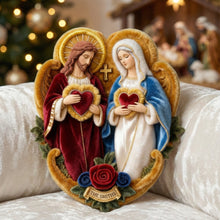 Load image into Gallery viewer, Sacred Hearts Christian Pillow - Personalized Gift for Faith-filled Families Pillow PopCulturePrints