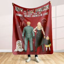 Load image into Gallery viewer, Personalized Family Spy Blanket: Secret Agents of Love Blanket PopCulturePrints