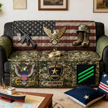 Load image into Gallery viewer, Honor and Duty: Proud Veteran Service Sofa Cover - Personalized Gift for Veterans Sofa Cover PopCulturePrints