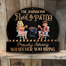 Load image into Gallery viewer, Poolside Paradise: Personalized Metal Sign for Couples Metal Sign PopCulturePrints