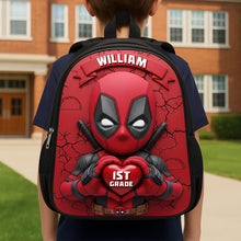 Load image into Gallery viewer, Unleash Your Inner Hero - Red Warrior Themed School Bag - Personalized Gift for Kids Backpack PopCulturePrints