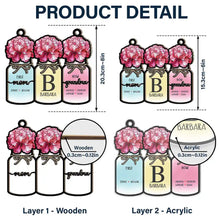 Load image into Gallery viewer, “Cherished Moments” – Personalized Monogram Flower Jar Ornament - Gift for Mom, Grandma, and Families Suncatcher Ornament PopCulturePrints