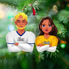 Load image into Gallery viewer, Custom Football Couple Acrylic Ornament - Personalized Valentine's Day Gifts Ornament PopCulturePrints