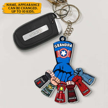 Load image into Gallery viewer, Super Grandpa Personalized Fist Bump Keychain Keychains PopCulturePrints