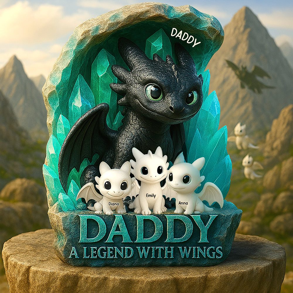 “Daddy, A Legend With Wings” - Epic Flight Acrylic Plaque, Personalized Gift for Dad & Grandpa Shaped Plaques PopCulturePrints