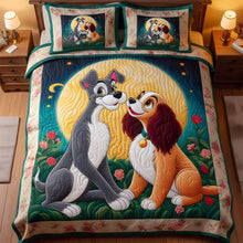 Load image into Gallery viewer, Personalized Dog-Themed Quilt Bedding Set for Couples - Unique Valentine's Day Gifts Blanket PopCulturePrints