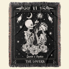 Load image into Gallery viewer, The Lovers Custom Woven Blanket - Personalized Skull Couple Gift Blanket PopCulturePrints