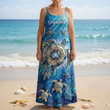 Load image into Gallery viewer, ‘A Grandma’s Love is Forever’ - Turtle Grandma And Kids Maxi Dress - Personalized Gift for Grandma, Mom, Grandmother Dress PopCulturePrints