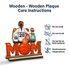 Load image into Gallery viewer, “Because Every Day is a Game Day” - Personalized Basketball Mom and Kids - Custom Shaped 2-Layered Wooden Plaque - Gift for Mom, Grandma, and Sports Lovers Wooden Plaque PopCulturePrints