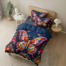 Load image into Gallery viewer, Vibrant Personalized Butterfly Quilt Bed Set Blanket PopCulturePrints