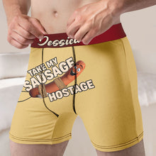 Load image into Gallery viewer, Custom Boxer Briefs - Take My Sausage Hostage | Perfect Valentine's Day Gifts for Him Boxer Briefs PopCulturePrints