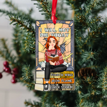 Load image into Gallery viewer, Personalized Ornament for Book Lovers - Girl Reading on Book Stack Ornament PopCulturePrints