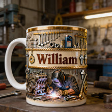 Load image into Gallery viewer, “Crafted for Perfection” - Mechanic At Work Coffee Mug - Personalized Gifts For Mechanics Coffee Mug PopCulturePrints