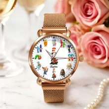 Load image into Gallery viewer, Time to Shine! A Personalized Teacher Mesh Strap Quartz Watch Quartz Watch PopCulturePrints