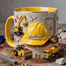 Load image into Gallery viewer, "Build Your Day with a Personal Touch" - Construction Worker Coffee Accent Mug - Personalized Gifts for Construction Workers Coffee Mug PopCulturePrints