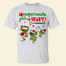 Load image into Gallery viewer, Customizable "My Experiments Stole My Heart" Mom Shirt Shirts PopCulturePrints