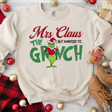 Load image into Gallery viewer, Funny Mrs. Claus Married to the Grinch Christmas Sweatshirt Shirts PopCulturePrints