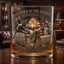Load image into Gallery viewer, "Blessed is the Nation" - Patriotic Glass - Personalized Gifts for Freedom Lovers