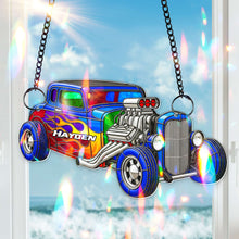 Load image into Gallery viewer, "Rev Up Your Holiday Spirit!" - Personalized Vibrant Muscle Car Suncatcher - Custom Gifts for Hot Rod Lovers Ornament PopCulturePrints