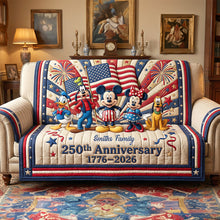 Load image into Gallery viewer, Celebrate Togetherness: 250th Anniversary Quilted Sofa Cover - Personalized Gift for Family & Friends Sofa Cover PopCulturePrints