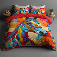 Load image into Gallery viewer, Vibrant Horse Lovers Quilt Bed Set Blanket PopCulturePrints