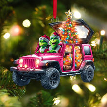 Load image into Gallery viewer, Personalized Couple Christmas Ornament - Festive Jeep Design for Valentine's Day Gifts Ornament PopCulturePrints