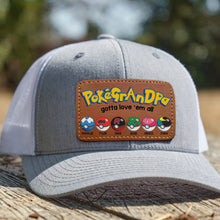 Load image into Gallery viewer, Customizable Dad Hat with Leather Patch - 'PokéPapa' Design Caps PopCulturePrints