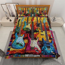 Load image into Gallery viewer, Personalized Guitar Lover's Quilt Bedding Set - Unique Gift for Music Fans Blanket PopCulturePrints