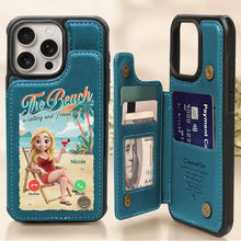 Load image into Gallery viewer, The Beach Is Calling - Personalized Leather Flip Wallet Phone Case Leather Flip Wallet Phone Case PopCulturePrints