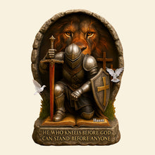 Load image into Gallery viewer, He Who Kneels Before God - Personalized Acrylic Plaque for Jesus Lovers Shaped Plaques PopCulturePrints