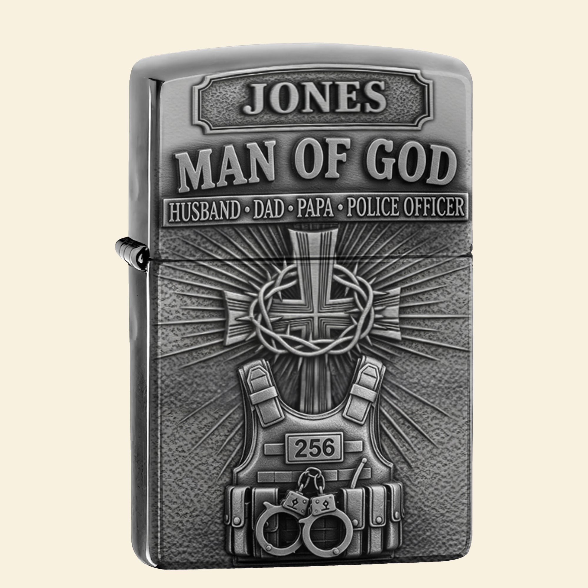 “A Police Officer’s Heart: Man of God” - Personalized Lighter - Unique Gift for Fathers, Husbands, and All Police Officers Lighter PopCulturePrints