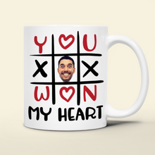 Load image into Gallery viewer, Personalized Tic Tac Toe Mug for Couples - You Won My Heart Coffee Mug PopCulturePrints