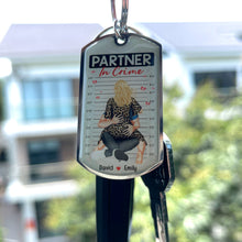 Load image into Gallery viewer, Personalized Partner in Crime Keychain - Customized Engraved Stainless Steel Gift Keychains PopCulturePrints