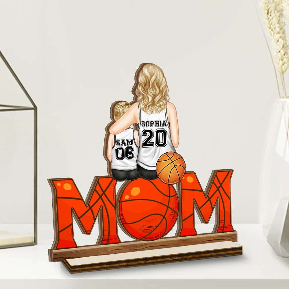 “Because Every Day is a Game Day” - Personalized Basketball Mom and Kids - Custom Shaped 2-Layered Wooden Plaque - Gift for Mom, Grandma, and Sports Lovers Wooden Plaque PopCulturePrints