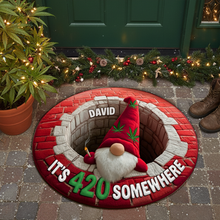 Load image into Gallery viewer, Chill Gnome Weed Round Mat - Personalized Christmas Gift for Stoners Doormat PopCulturePrints
