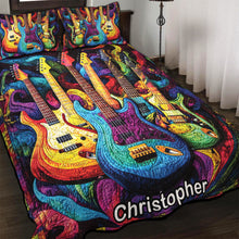 Load image into Gallery viewer, Personalized Guitar Lovers Quilt Bedding Set - Vibrant Melody Design Blanket PopCulturePrints