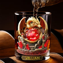 Load image into Gallery viewer, Embrace the Fantasy - Legendary Dragon Dice Round Glass - Personalized Gift for Drinking Lovers Glass PopCulturePrints