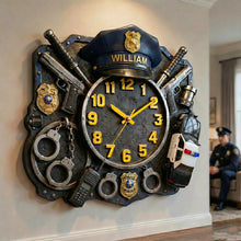 Load image into Gallery viewer, Time to Serve and Protect - Police Hanging Wall Clock - Personalized Gift for Police Officers Hanging Wall Clock PopCulturePrints