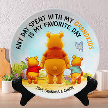 Load image into Gallery viewer, “Any Day Spent With My Grandkids is My Favorite Day” - Personalized Round Plate - Perfect Gift for Grandma, Mom, and Family Ceramic Round Plate PopCulturePrints