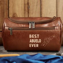 Load image into Gallery viewer, Best Dad Ever Fist Bump - Personalized Leather Toiletry Bag Leather Toiletry Bag PopCulturePrints
