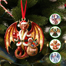 Load image into Gallery viewer, “Unleash the Magic of Christmas with Our Adorable Dragon!” - Personalized Christmas Dragon Acrylic Ornament - Perfect Gift for Family, Friends, and Collectors Ornament PopCulturePrints