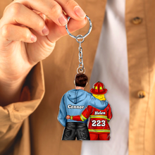 Load image into Gallery viewer, Personalized Firefighter Couple Keychain - Unique Valentine's Day Gifts for Loved Ones Keychains PopCulturePrints