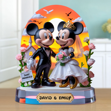 Load image into Gallery viewer, Celebrate Love with Our Just Married Couple Acrylic Plaque - Personalized Gifts for Couples Shaped Plaques PopCulturePrints