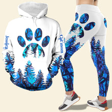 Load image into Gallery viewer, Personalized Pet Lover Hoodie & Leggings Set - Pink Paw & Forest Design AOP Products PopCulturePrints